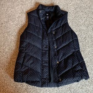 Gap sides medium puffer jacket, dark navy blue with poka dots.